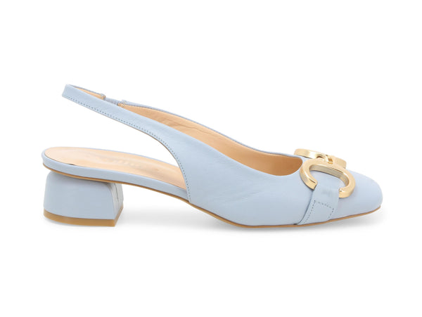 Melluso Slingback Elegante Estivo Tacco Basso tomaia Pelle Azzurra K59002-223342